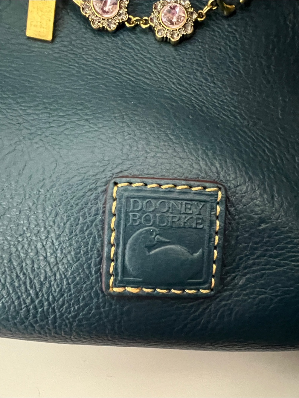 Dooney & Bourke Denim Leather Florentine Satchel with Gold Hardware - Picture 2 of 7